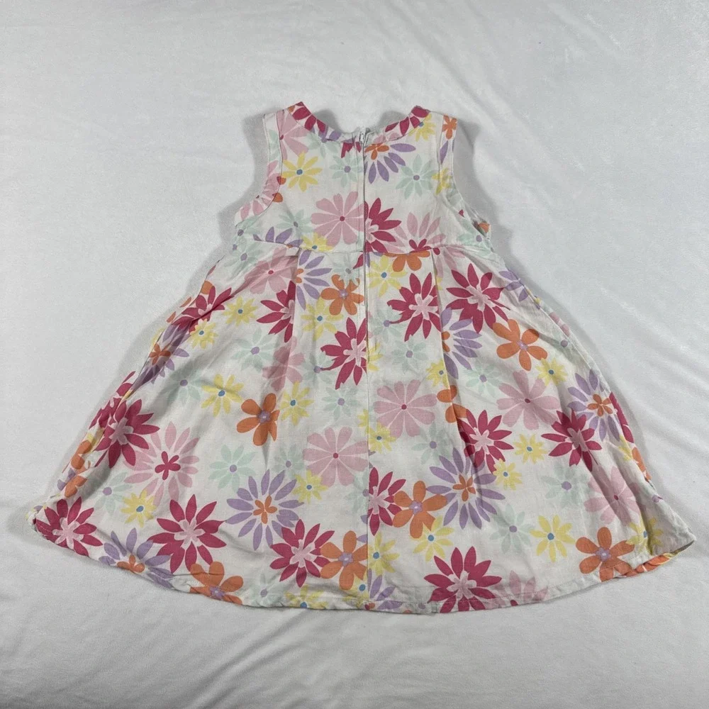 OLD NAVY Girls 2T Dress Sleeveless Linen Blend Colorful Floral Pink Purple Multi